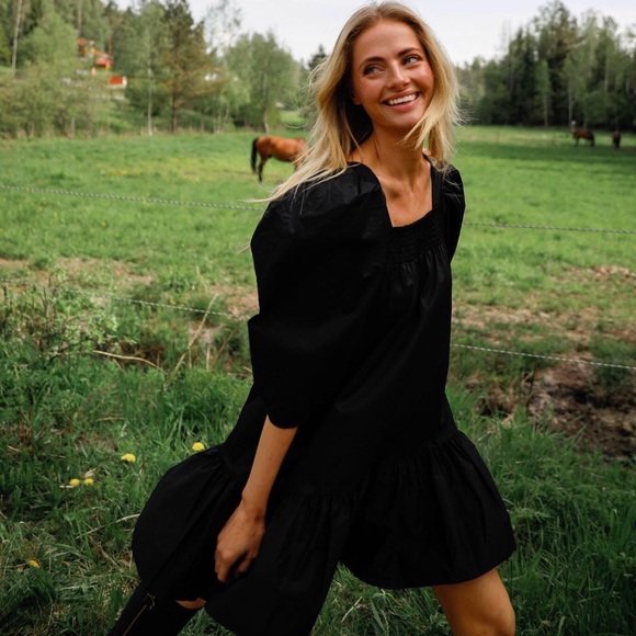 H&M | Puff Sleeve Black Mini Dress NWT - Picture 2 of 14